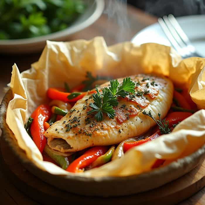 Poisson en Papillote au Four avec Légumes et Herbes