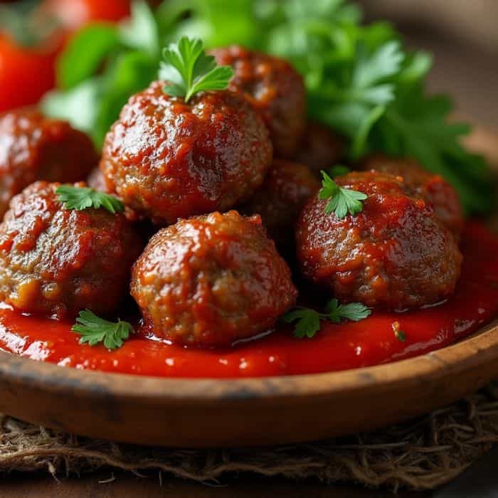 Boulettes de bœuf dorées et juteuses, servies avec sauce