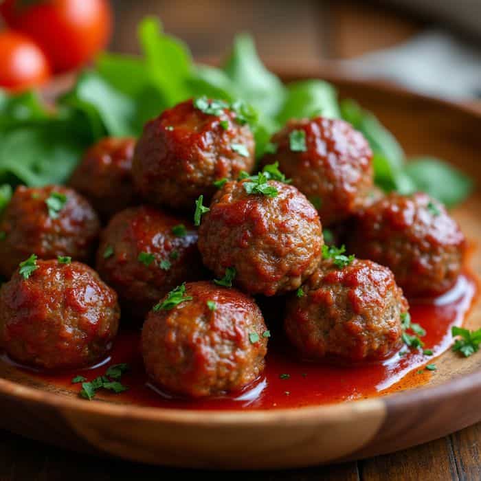 Boulettes de bœuf dorées et juteuses, servies avec sauce